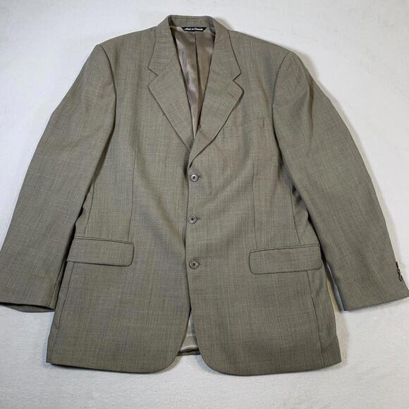 Jack Victor Blazer Mens 48R Brown Wool 3 Button Sport Coat Business Formal Adult